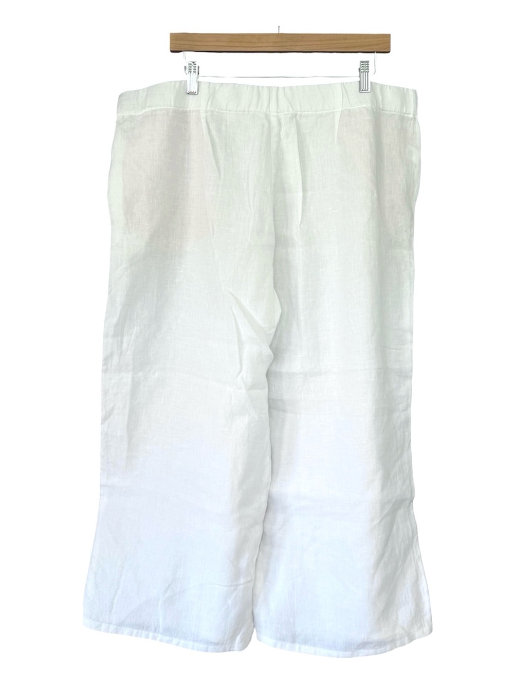 J. Jill Love Linen White Wide Leg Cropped Pants XL Boho Coastal - Picture 2 of 15